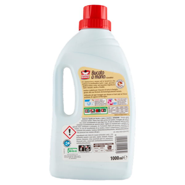 Omino Bianco Detersivo Bucato a Mano e Lavatrice Liquido Cuore di Marsiglia 16 Lavaggi 1000 ml