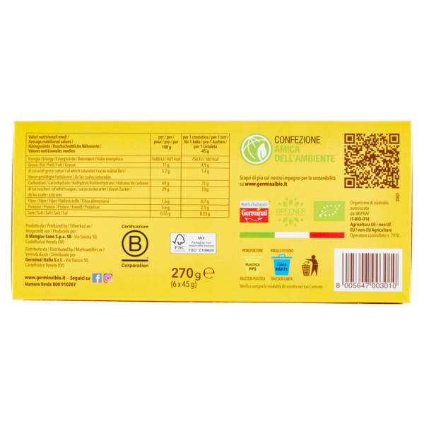 Germinal Bio Crostatina Albicocca 6 x 45 g