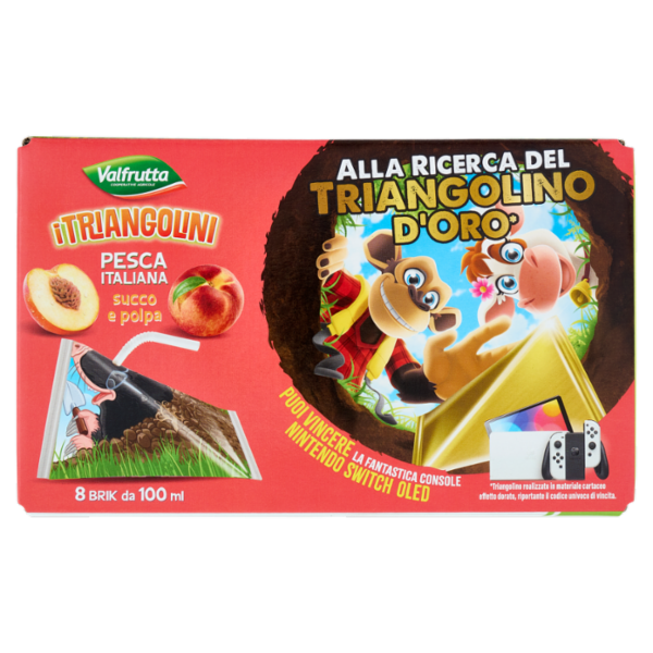 Valfrutta i Triangolini Pesca Italiana succo e polpa Brik 8 x 100 ml