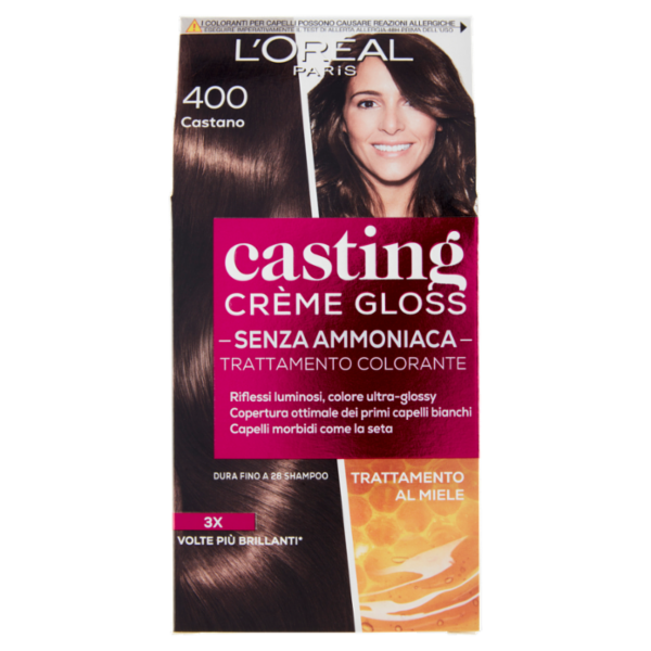 L'Oréal Paris Tinta Capelli Casting Creme Gloss, Senza Ammoniaca, 400 Castano