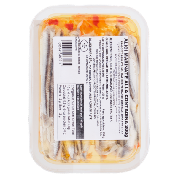 BlueShark le ricette di Monia & Lorena Alici Marinate alla Contadina 200 g