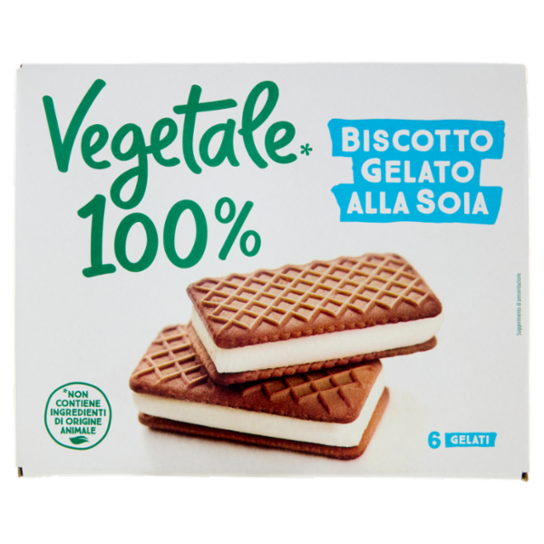 Vegetale 100% 6 Biscotti Ripieni di Gelato alla Soia 300 g