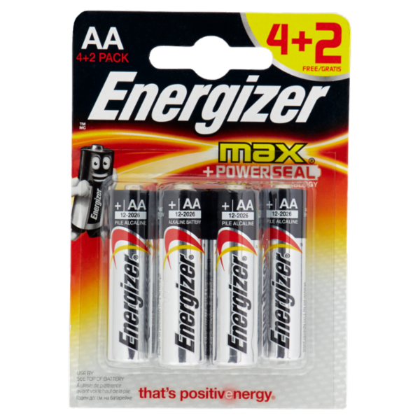 Energizer max AA Stilo 4 + 2 pz