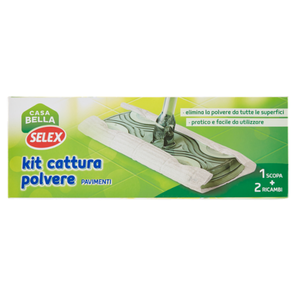 Selex Casa Bella Kit Catturapolvere 1 Scopa + 2 Panni