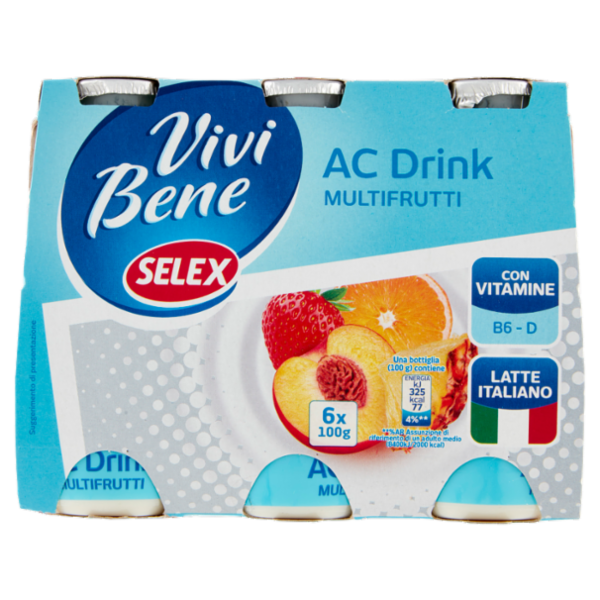 Selex Vivi Bene Ac Drink Multifrutti con Vitamine B6, D 6x100 g