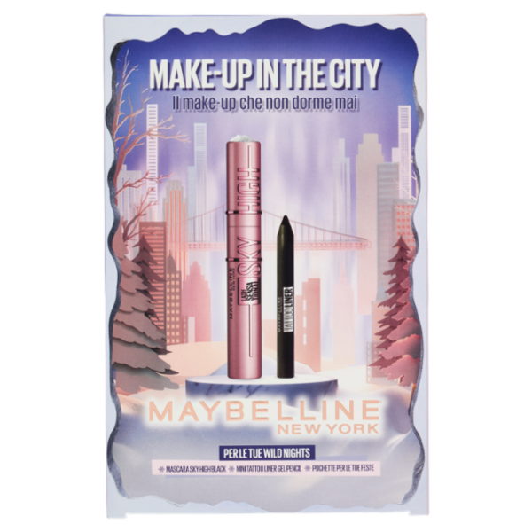Maybelline New York Make-Up in the City Mascara Sky High + Mini Tattoo Liner Gel Pencil + Pochette