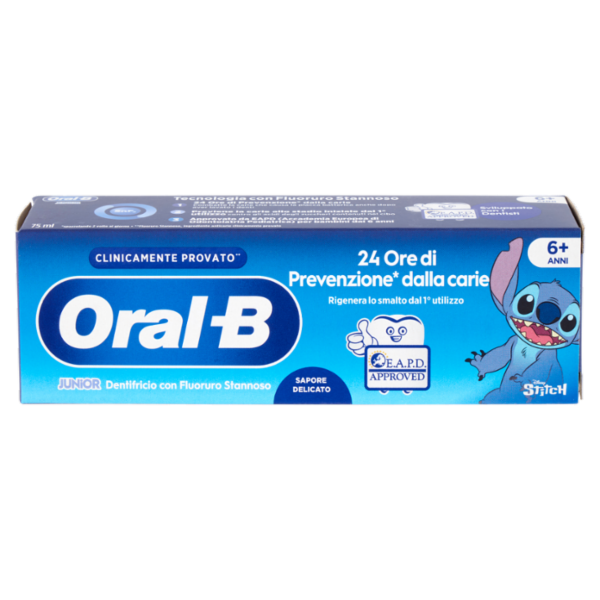 Oral-B Junior Dentifricio con Fluoruro Stannoso 6+ Anni Disney Stitch 75 ml
