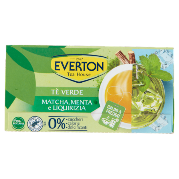 Everton Tè Verde Matcha, Menta e Liquirizia 16 x 2,5 g