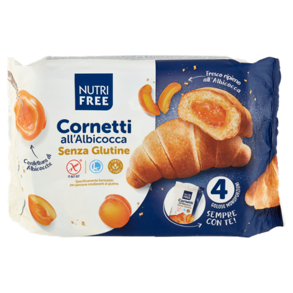 Nutrifree Cornetti all'Albicocca Senza Glutine 4 Monoporzioni 240 g
