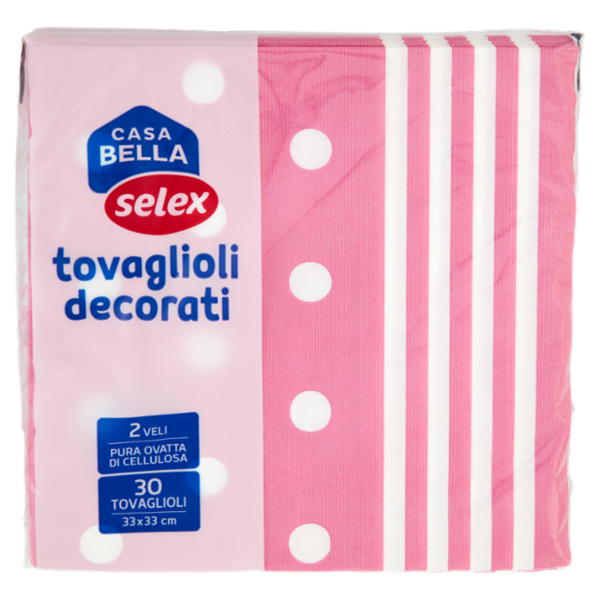Selex Casa Bella Tovaglioli 2 Veli 33X33 cm Decoro Mixi Fucsia 30 pezzi