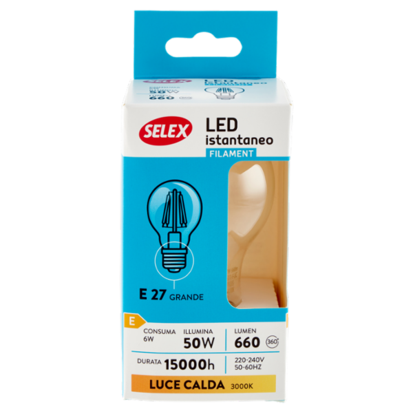 Selex Lampadina Led Goccia E27 6W Luce Calda