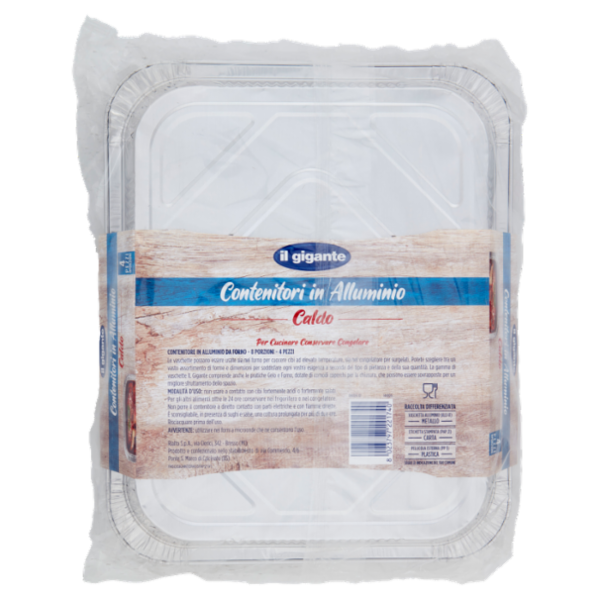 IL GIGANTE Contenitori in Alluminio Caldo 8 Porzioni 4 pz