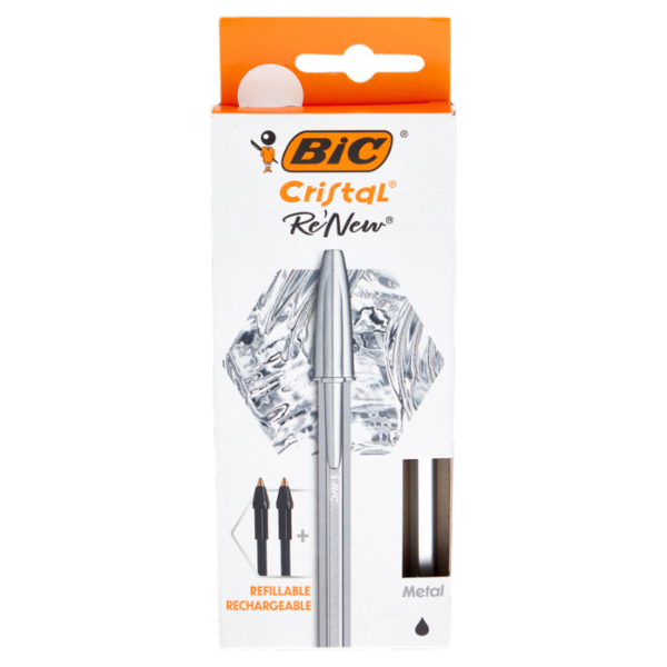 Bic Cristal Re'New Refillable Metal Medium Nero 1.0mm