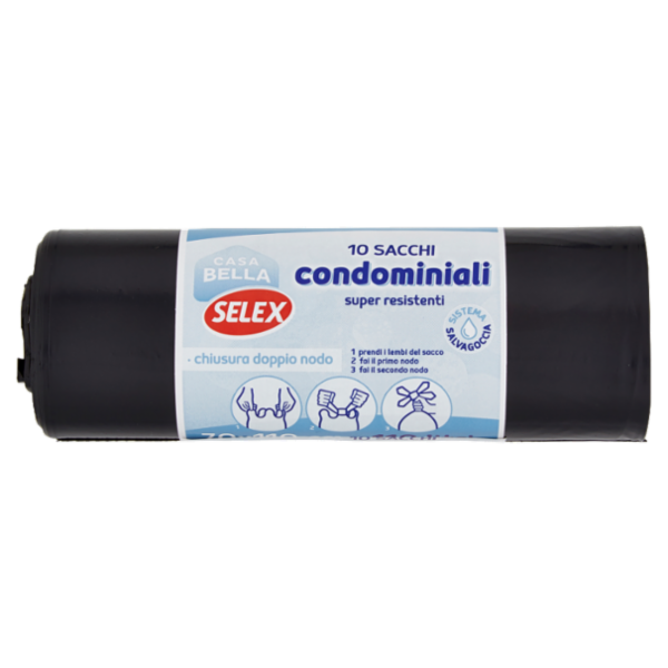 Selex Casa Bella Sacchi Condominiali Nero Chiusura Doppio Nodo Cm 70X110 10 pezzi