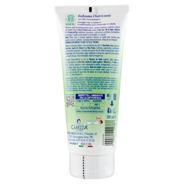 Bio-Bio Baby Balsamo Capelli con Aloe Vera biologica Districante 200 ml