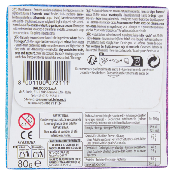 Balocco Mini Pandoro DreamWorks Gabby's Dollhouse the Movie 80 g