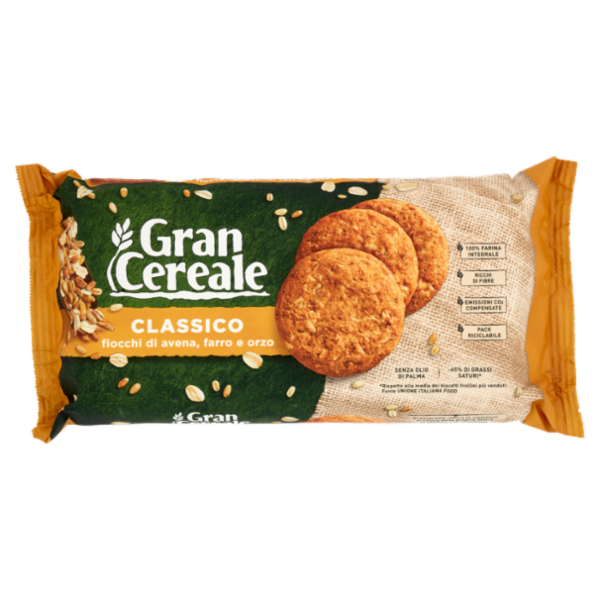 Gran Cereale Biscotti Gran Cereale Classico Fiocchi di Avena Farro Orzo Tubo 500 g