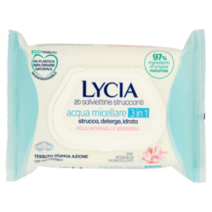 Lycia Salviettine Struccanti Acqua Micellare 3 In 1 Pelli Normali e Sensibili 20 Pz