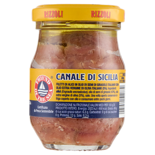 Rizzoli Filetti di Alici del Canale di Sicilia in Olio 100% Italiano 80 g