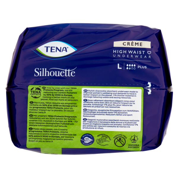 Tena Silhouette High Waist Underwear Crème Plus L 8 pz