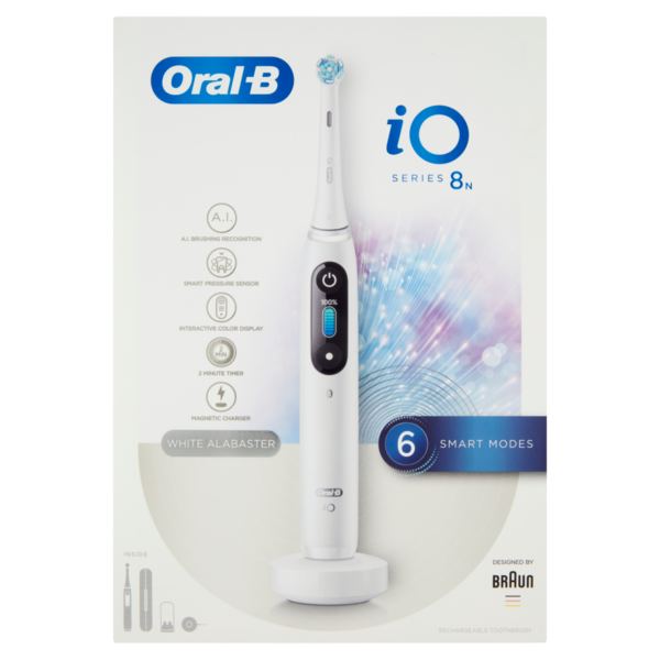 Oral-B iO-8N Spazzolino Elettrico Denti Ricaricabile Bianco con Custodia da Viaggio