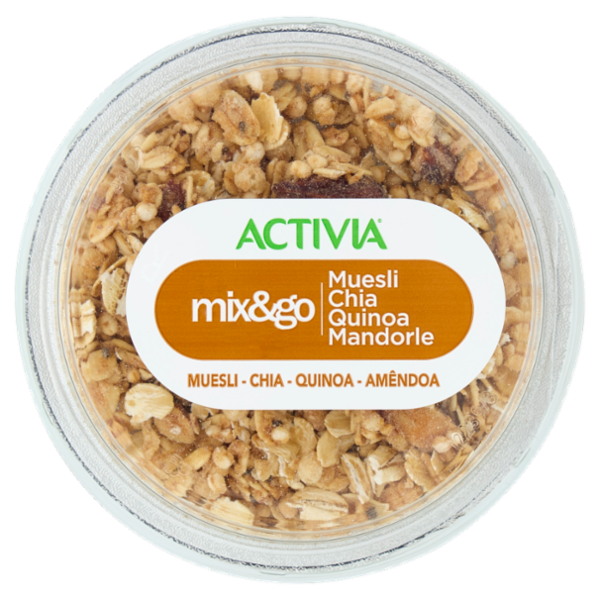 ACTIVIA Fibre Mix&Go con Probiotico Bifidus, Yogurt Bianco con Muesli, Chia, Quinoa e Mandorle, 170g