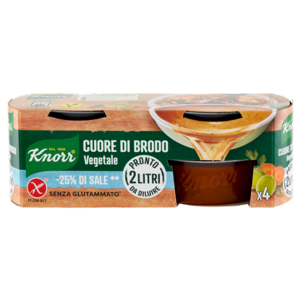 Knorr Cuore di Brodo Vegetale -25% di Sale ** 4 x 28 g