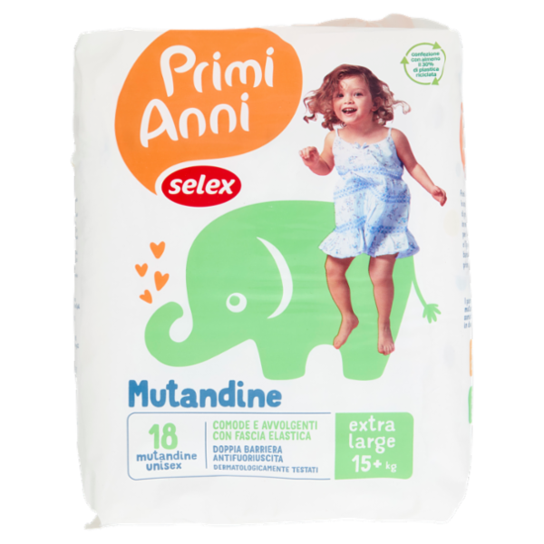 Selex Primi Anni Pannolini Mutandine per Bambini Extra Large 15+ kg 18 pezzi
