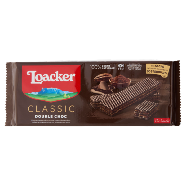 Loacker Classic Double Choc Wafer al Cacao dell'Ecuador con crema al Cioccolato Wafers 175g