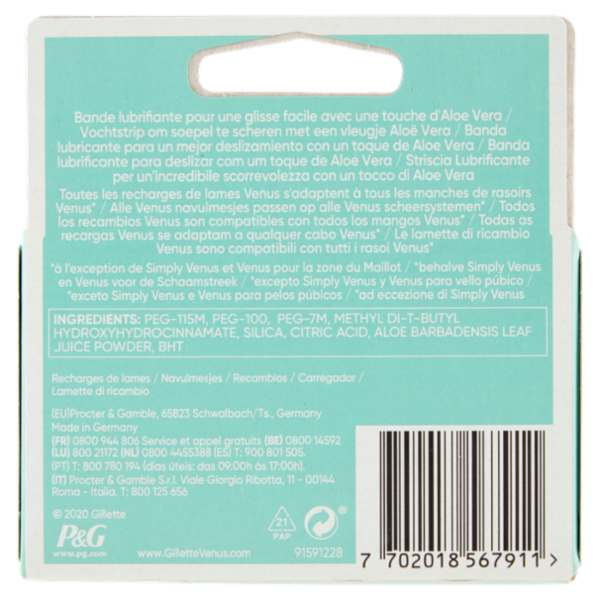 Gillette Venus Smooth Sensitive Lame per Rasoio da Donna 4 Ricariche