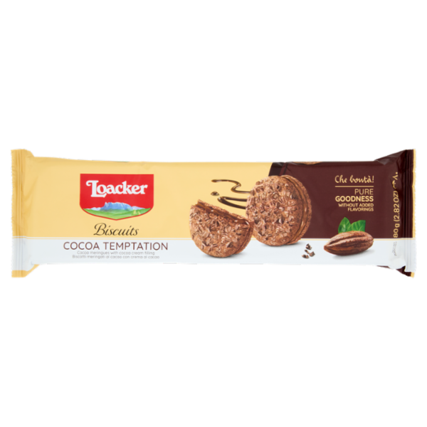 Loacker Biscuits Cocoa Temptation Biscotti meringati con crema al Cacao 80g