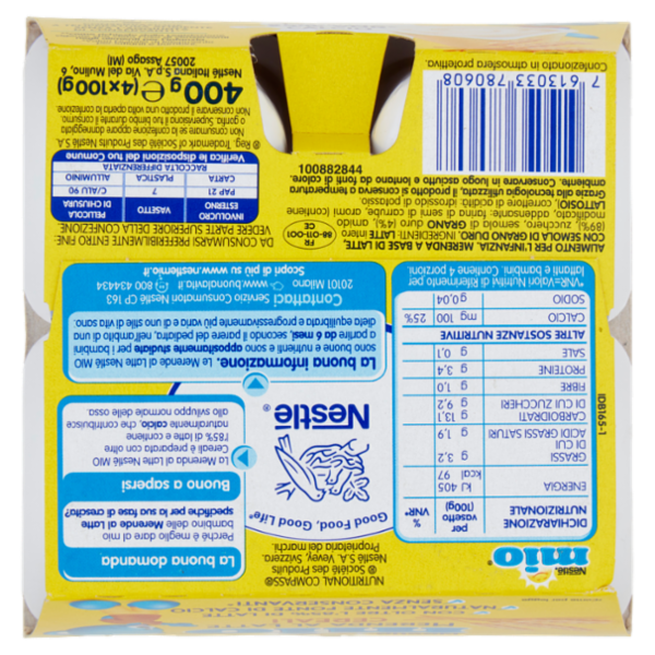 NESTLÉ MIO Merenda al Latte Cereali da 6 mesi 4 vasetti da 100 g