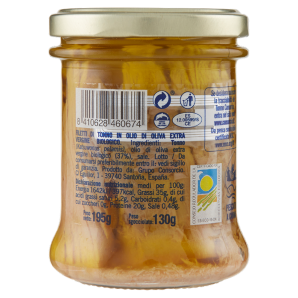 Consorcio Filetti di Tonno in olio di oliva extra vergine biologico 195 g