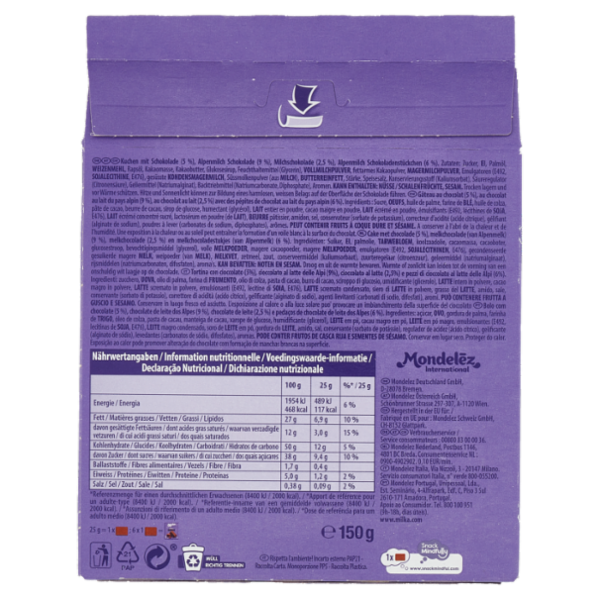 Milka Choco Brownie, merendina al cioccolato al latte - 6x25g