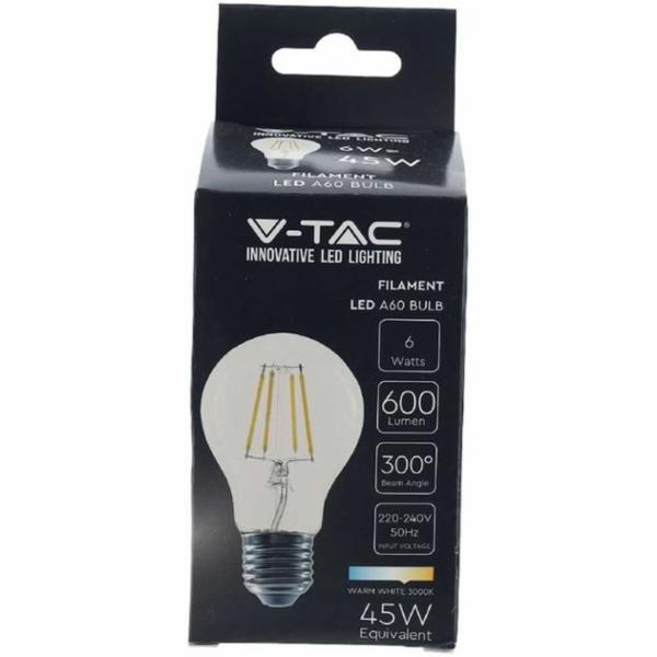 V-Tac Led Filamento E27 6W,45W 3000K C