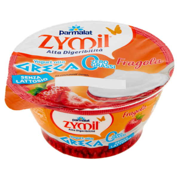 ZYMIL Alta Digeribilità Senza Lattosio Yogurt alla Greca Zero Grassi Fragola 150 g