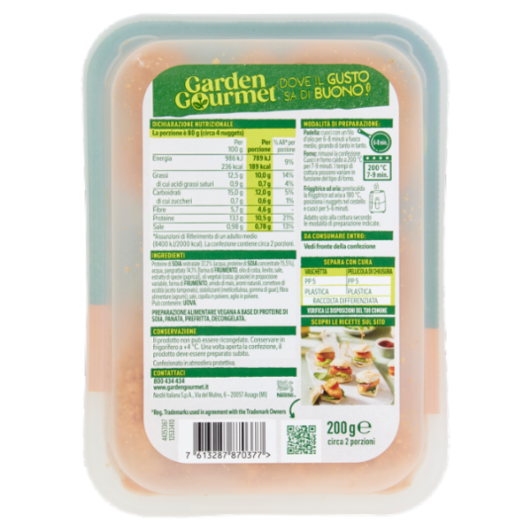 GARDEN GOURMET Nuggets di Soia Vegani 200g