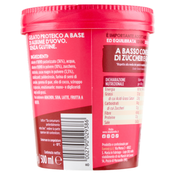le Naturelle Gelato Squisito e Leggero* a Base di Albume d'Uovo gusto Cioccolato 250 g