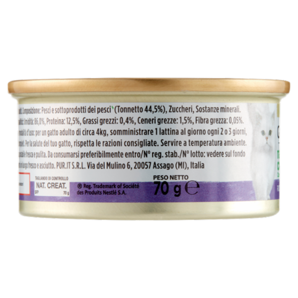 PURINA GOURMET Nature's Creations Ricco in Fiocchi di Tonnetto Naturale in Gelée 70 g