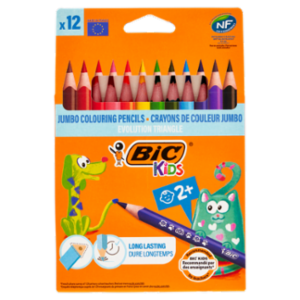 Bic Kids Evolution Triangle Matite Colorate Jumbo 12 Pz