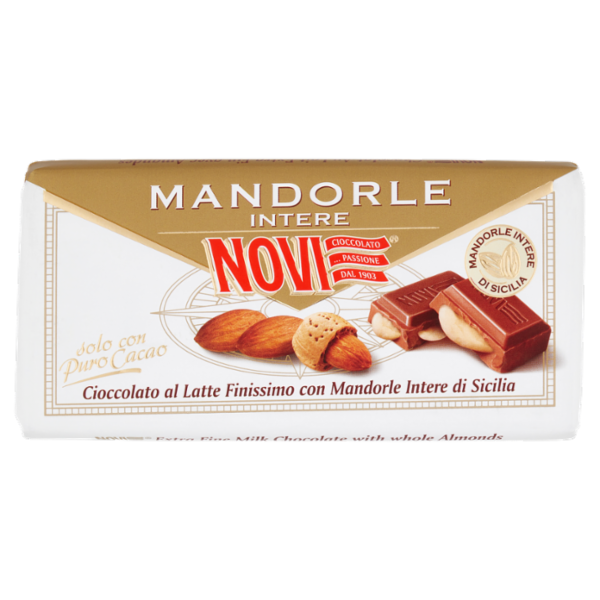 Novi Mandorle Intere Cioccolato al Latte Finissimo con Mandorle Intere di Sicilia 100 g