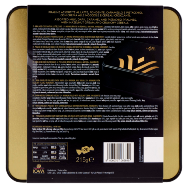 Vanini Blue Rose Classico, Caramel, Dark, Pistacchio 20 pezzi 215 g