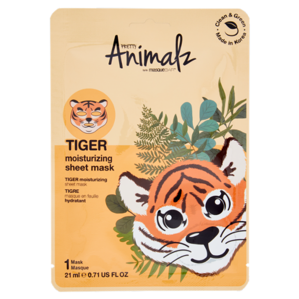 masqueBar Pretty Animalz Tiger moisturizing sheet mask 1 Mask 21 ml