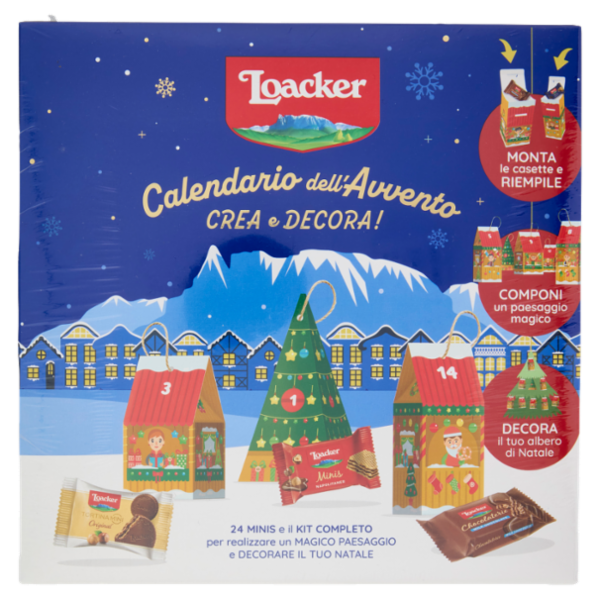 Loacker Calendario dell'avvento Fai da Te Wafer e Cioccolato Assortiti DIY 222g