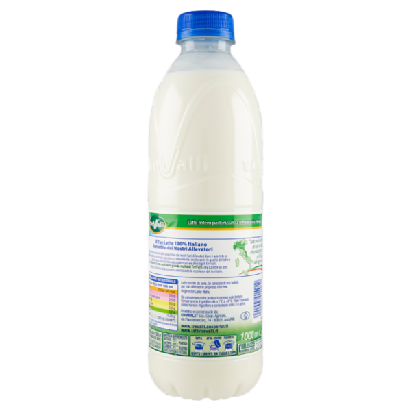 treValli Latte Intero Pastorizzato a Temperatura Elevata 1000 ml