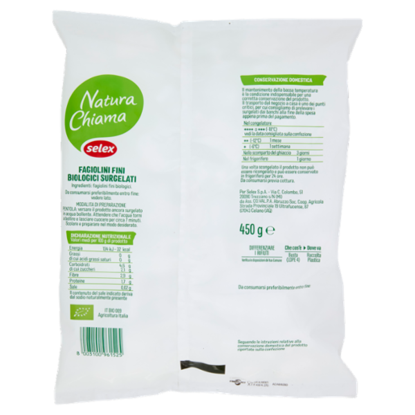Selex Natura Chiama Fagiolini Fini Biologici Surgelati 450 g
