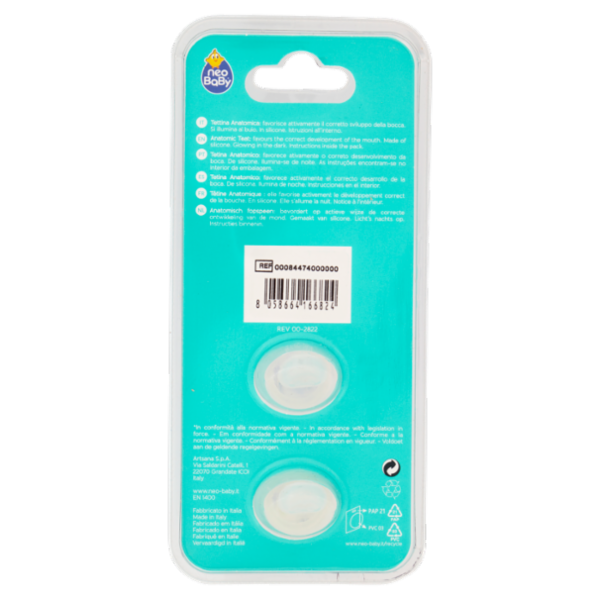 neo Baby Light Succhietto Anatomico in Silicone 0m+ Dino Glow 2 pz