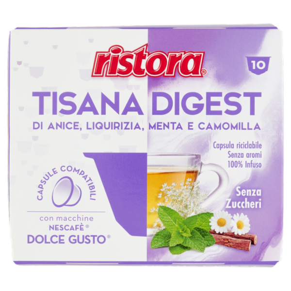 ristora Tisana Digest Capsule Compatibili con macchine Nescafè Dolce Gusto 10 x 2,5 g