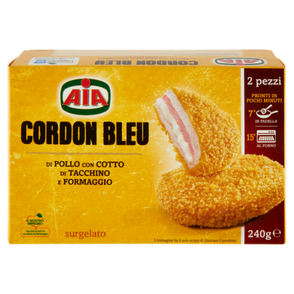 Aia Cordon Bleu di Pollo con Cotto di Tacchino e Formaggio surgelato 240 g