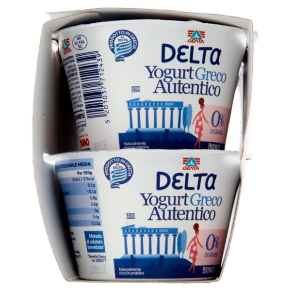 Delta Yogurt Greco Autentico 0% di Grassi Bianco 4 x 150 g